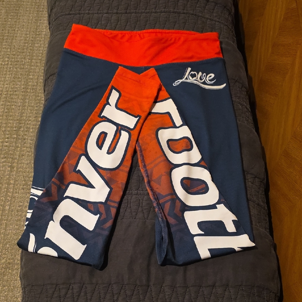 Navy and Orange Womens DENVER BRONCOS Leggings/tights Size Small